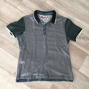 Robert Graham Men's Polo Shirt Classic Fit 100% Cotton Short Sleeve XL Blue EUC